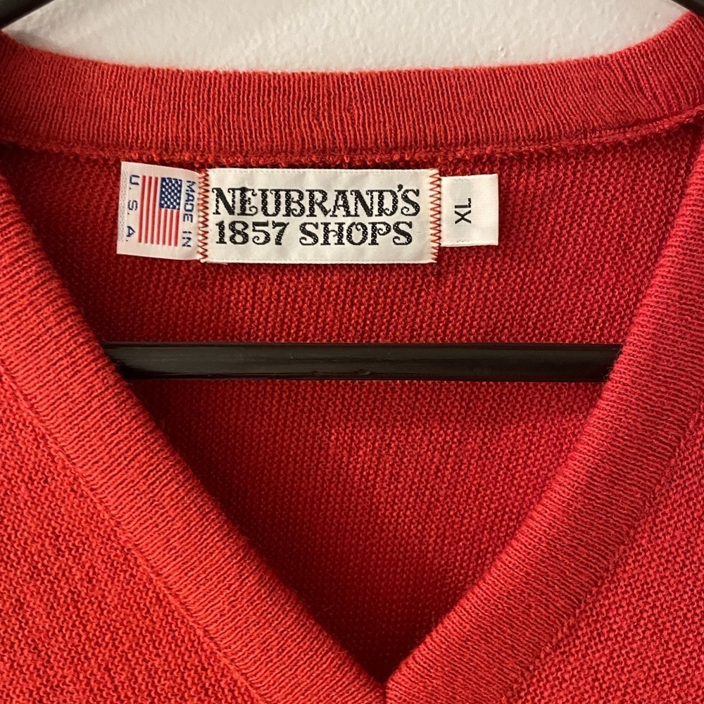 Red V-Neck Sweater made in vintage USA women’s size XL - Picture 2 of 4